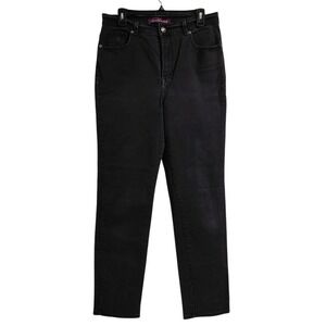 Gloria Vanderbilt Amanda Classic High Rise Tapered Jeans Black Womens 12 Long
